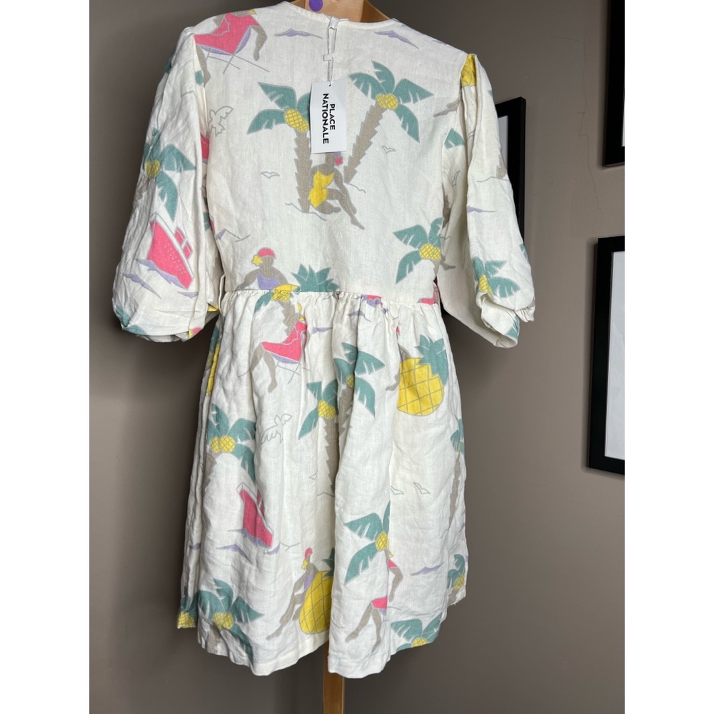 Anthropologie Palm Tree Linen Mini Dress x Place Nationale - Picture 7 of 8